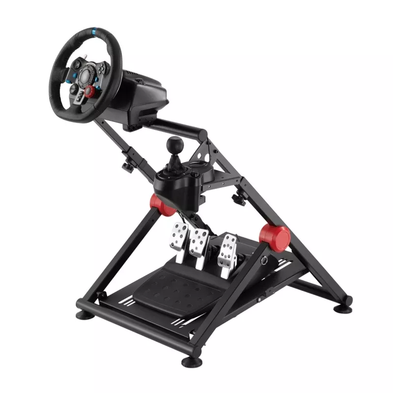 NanoRS RS155 Soporte plegable de acero para volante de gaming con soporte para pedales ajustable antideslizante