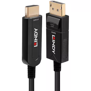 Cable DisplayPort 1.2 a HDMI 18G híbrido de fibra óptica Lindy 10m