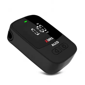 Alcoholímetro electroquímico portátil Xblitz ALCO – BAK 0–4 %, precisión 0,05 %, LCD, 5 boquillas, 2 pilas de 1,5 V