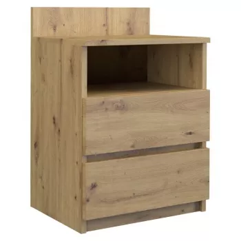 Mesita de noche top e shop M1 ARTISAN, acabado roble, 2 cajones, 400×320×590 mm