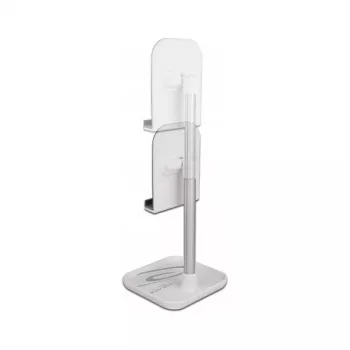 Soporte telescópico DeLOCK para smartphone y tablet con bandeja, plata/blanco