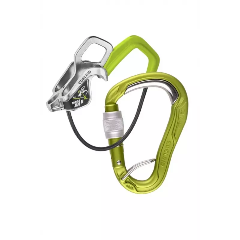 Belay Kit EDELRID Mega Jul Bulletproof Screw II Oasis - Set de dispositivo de aseguramiento y mosquetón de rosca