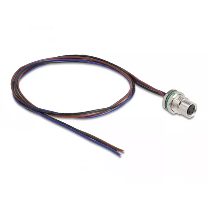 DeLOCK Cable de montaje en panel M8 codificado A 3 polos conector hembra 0,5 m