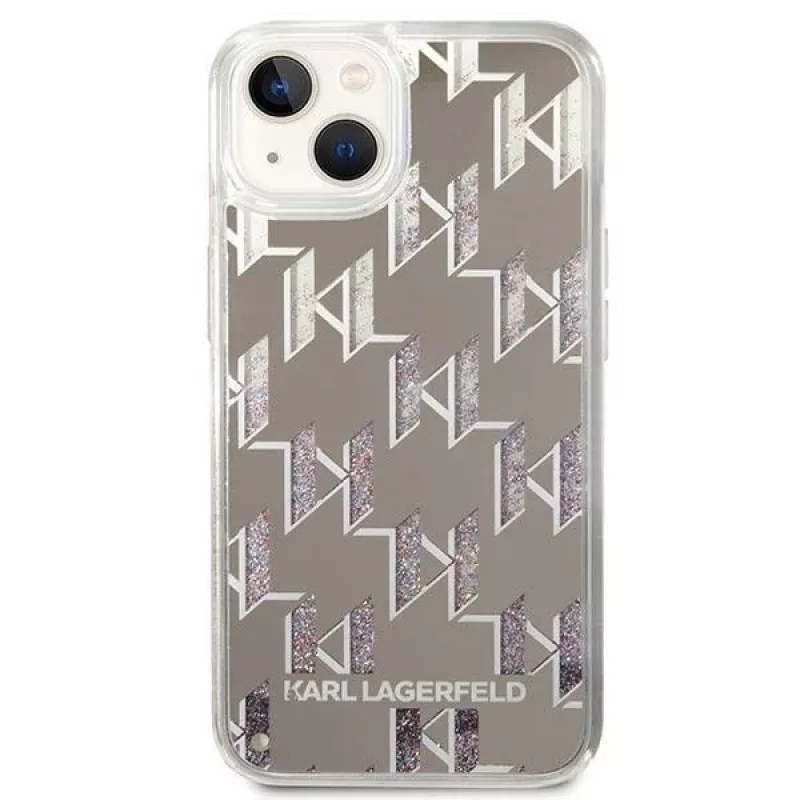 Karl Lagerfeld KLHCP14MLMNMS iPhone 14 Plus 6.7 funda rígida plata / plata Liquid Glitter Monogram
