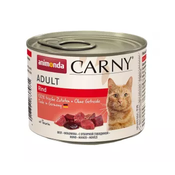 Comida húmeda para gatos Animonda Carny lata 200 g — ternera, sin cereales, sin gluten, para gatos adultos, apta para alergias alimentarias