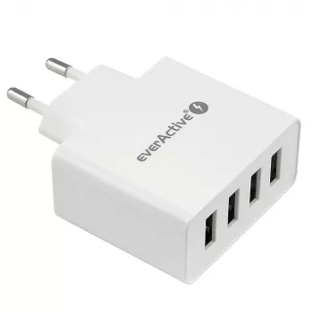 everActive Cargador de teléfono SC400 con 4 puertos USB, salida total 5A, blanco