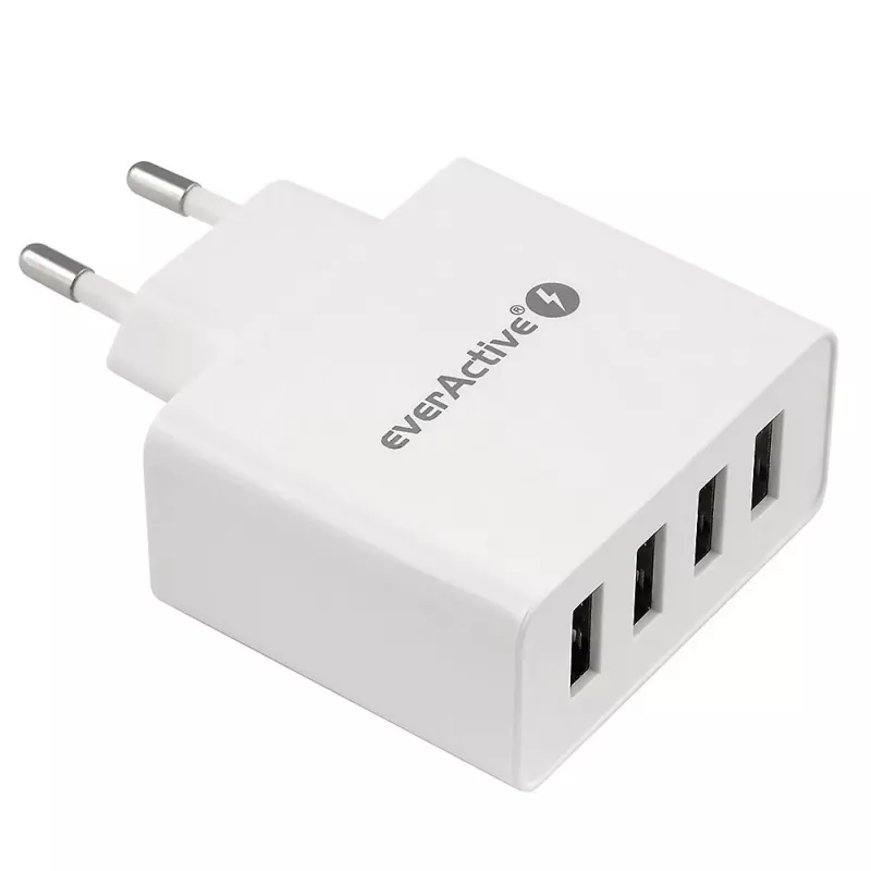 everActive Cargador de teléfono SC400 con 4 puertos USB, salida total 5A, blanco
