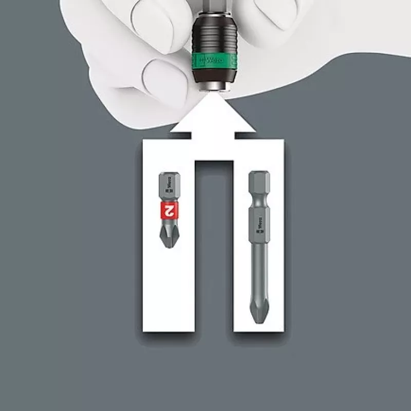 Wera 826 T Kraftform Turbo Destornillador portapuntas con Rapidaptor, 1/4 de pulgada
