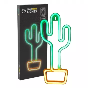 Luz de neón decorativa MANTA SNL07GNT cactus verde amarillo, letrero de neón