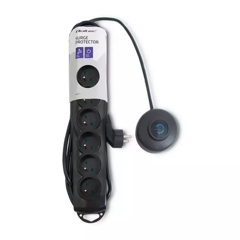 Protector contra sobretensiones Qoltec 50171 Negro 7 tomas AC 230V 1,5m