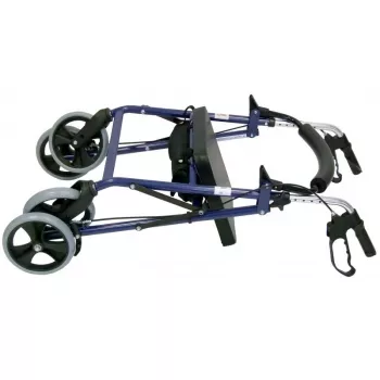 Andador de cuatro ruedas con asiento, azul/negro