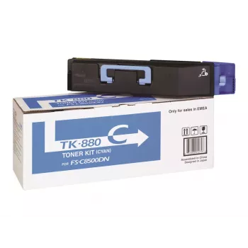 Cartucho de tóner Kyocera TK-880C cian, original, impresión láser, rendimiento 18.000 páginas, 1 ud.