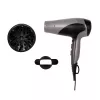 Secador de pelo Remington D3190S — 2200 W, iónico, 3 niveles de calor, 2 velocidades, aire frío, difusor y concentrador (plateado/negro)