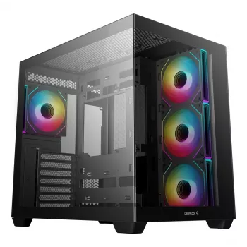 Caja de PC DeepCool CG530 4F semitorre negra — cristal templado, ATX/ITX/Micro ATX, 3 ventiladores de 120mm, USB-C