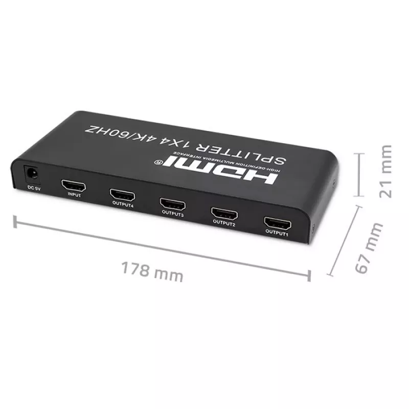 Qoltec 51799 Splitter HDMI activo 4 x HDMI 4K x 2K | 6 Gb/s | 60 Hz