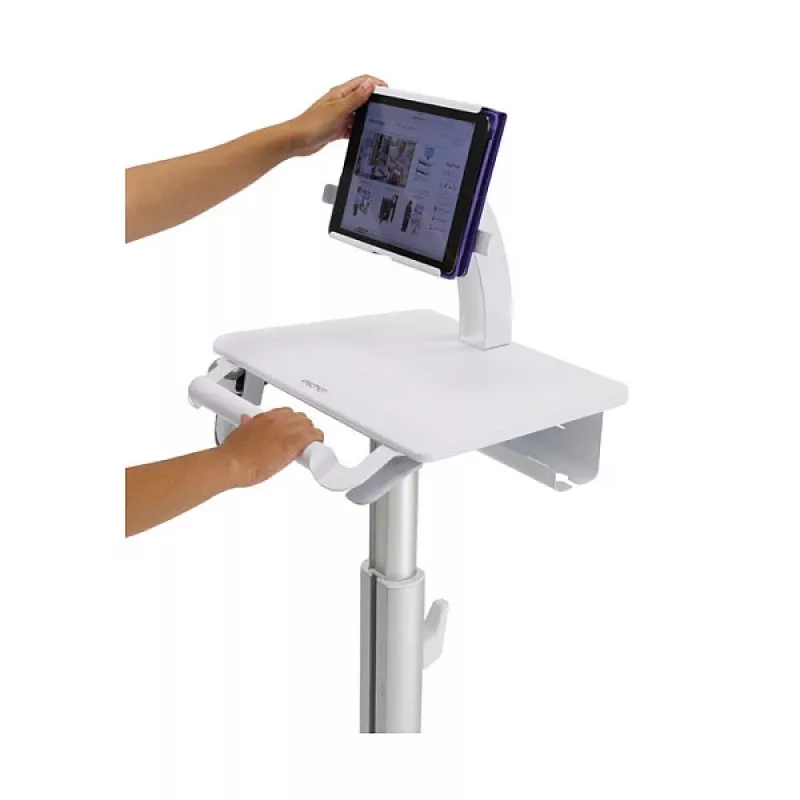 Carro para tablet Ergotron, SV10 – carro para tablet / teclado – sanitario – metal – blanco, aluminio – tamaño de pantalla: hasta 30,5 cm (hasta 12 inch)
