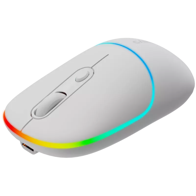 Ratón Canyon MW-22 CNS-CMSW22SW – 2 en 1 Bluetooth/2,4 GHz – óptico – 800/1200/1600 DPI – 4 botones – iluminación RGB – recargable – blanco nieve