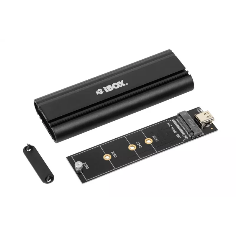 Carcasa SSD IBOX HD-07 para 1x unidad M.2, USB 3.2 Gen 2 (10 Gbit/s), USB-C, negra