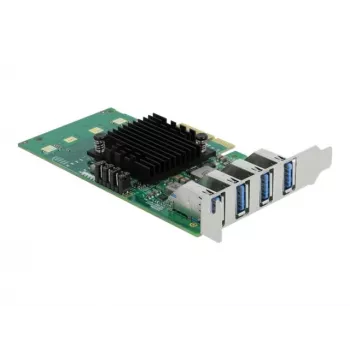 DeLOCK tarjeta PCI Express x4 a 4 x externo USB 3.0 Quad Channel - formato Low Profile