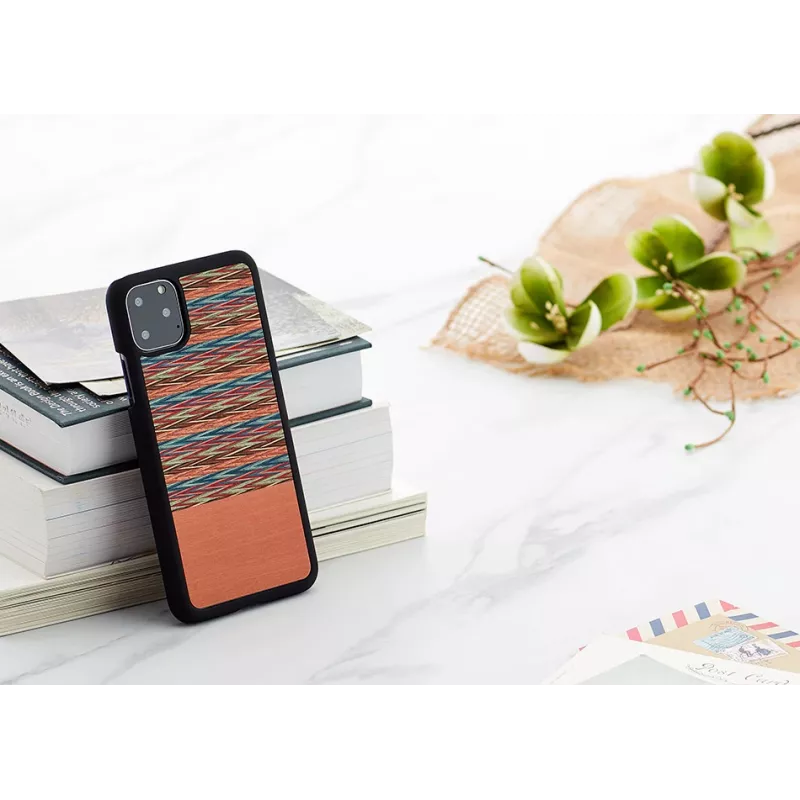 Funda para smartphone man and wood para iPhone 11 Pro Max — estampado de cuadros marrón, borde negro