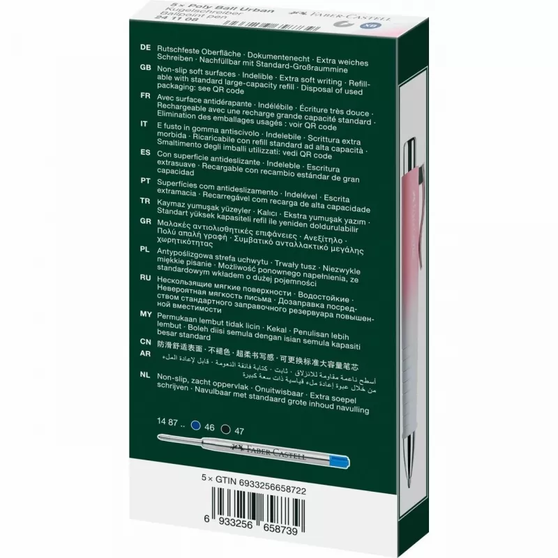 Bolígrafo con clip y pulsador Faber-Castell 241108 azul rosa blanco