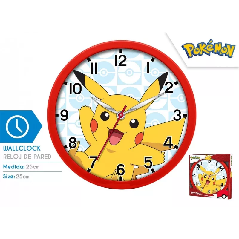 Reloj de pared Pokemon Pikachu 25cm