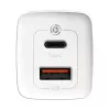 Cargador Baseus CCGAN2L-B02 de interior AC carga rápida 20V 1xUSB 1xType-C blanco