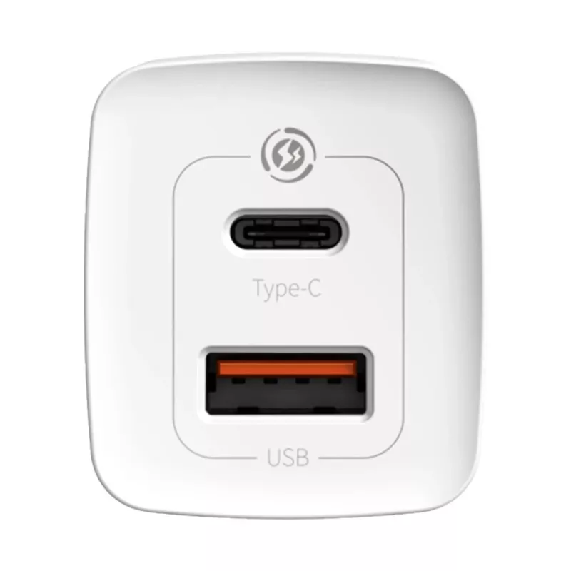 Cargador Baseus CCGAN2L-B02 de interior AC carga rápida 20V 1xUSB 1xType-C blanco