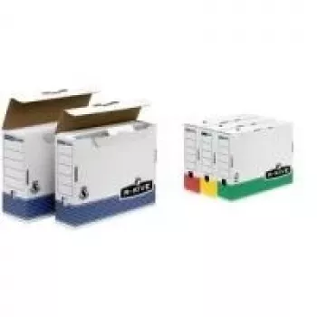 Fellowes caja de archivo R-Kive PRIMA, blanco-azul (B)80 mm de cartón 100% reciclado, 100% reciclable (0026401)