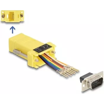DeLOCK 67104 Kit de montaje de D-Sub 9 pines macho a RJ45 hembra, amarillo