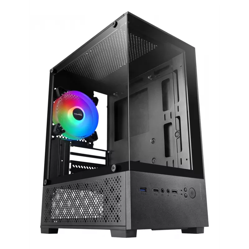 Caja para PC mini torre TACENS Mars Gaming MC-SE2 — Mini-ITX / Micro-ATX, negra, ventana lateral, fuente de alimentación inferior, compatible con 2x2,5