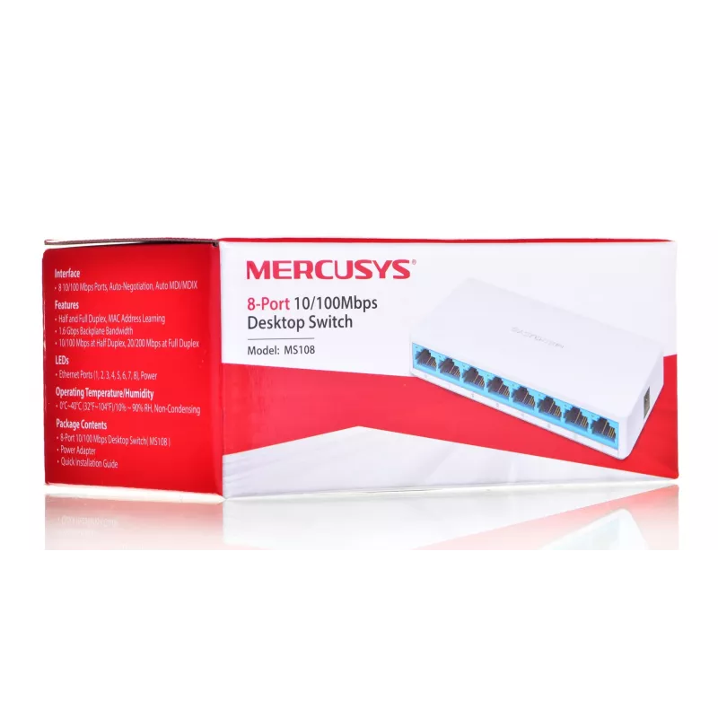 Switch Mercusys MS108 8 puertos RJ-45 10/100Mbps no gestionado