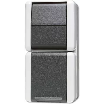 Toma de corriente JUNG 876 W, individual, 250 V 16 A, blanca, 75×58×151 mm