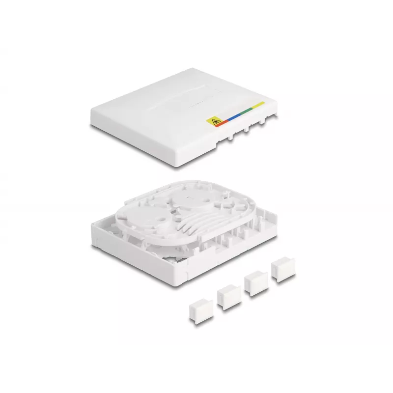 Roseta de fibra óptica DeLOCK FTTH montaje en pared 4 x SC Simplex LC Duplex blanca