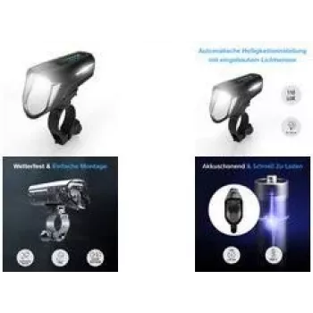 Faro de bicicleta FISCHER 007790 100 Lux LED, a pilas, negro