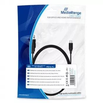 Cable de carga y sincronización MediaRange MRCS184 USB 2.0 a Micro-USB 2.0 conector macho B 1,8 m Negro