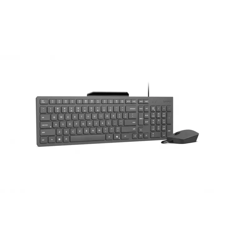 Conjunto de teclado y ratón con cable Lenovo 310 (inglés US) — teclado de tamaño completo, cable de 1,8 m, ratón óptico ambidiestro de 2000 DPI