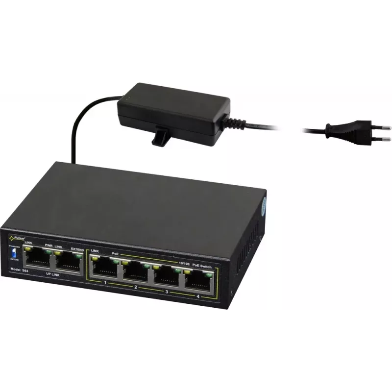 Switch de red PULSAR Switch POE Pulsar S64 4 puertos 2 uplink