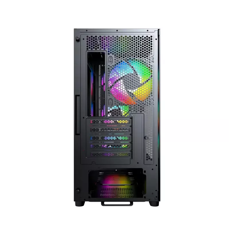 Montech X5M (B) caja de PC Micro Tower – Micro-ATX/Mini-ITX, 3x120mm frontal, 1x120mm trasero, compatible con fuentes ATX, 2x3,5 pulgadas + 4x2,5 pulgadas, negra