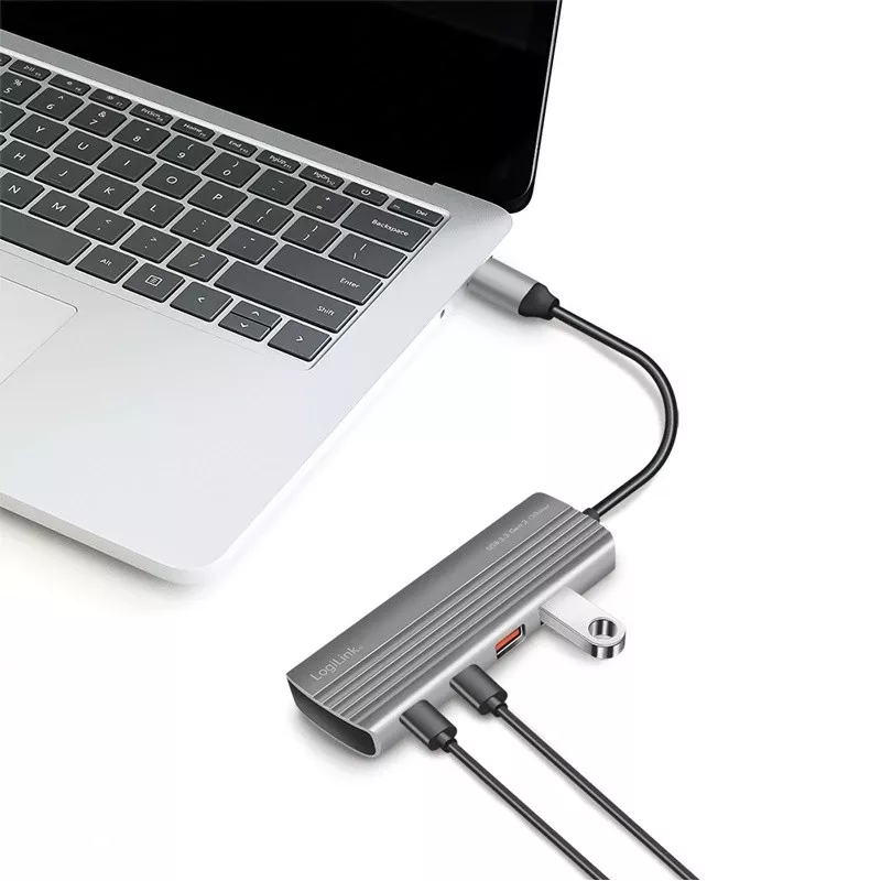 LogiLink hub USB 3.2 Gen2 7+1 puertos 2x USB-A 5x USB-C PD 100W aluminio