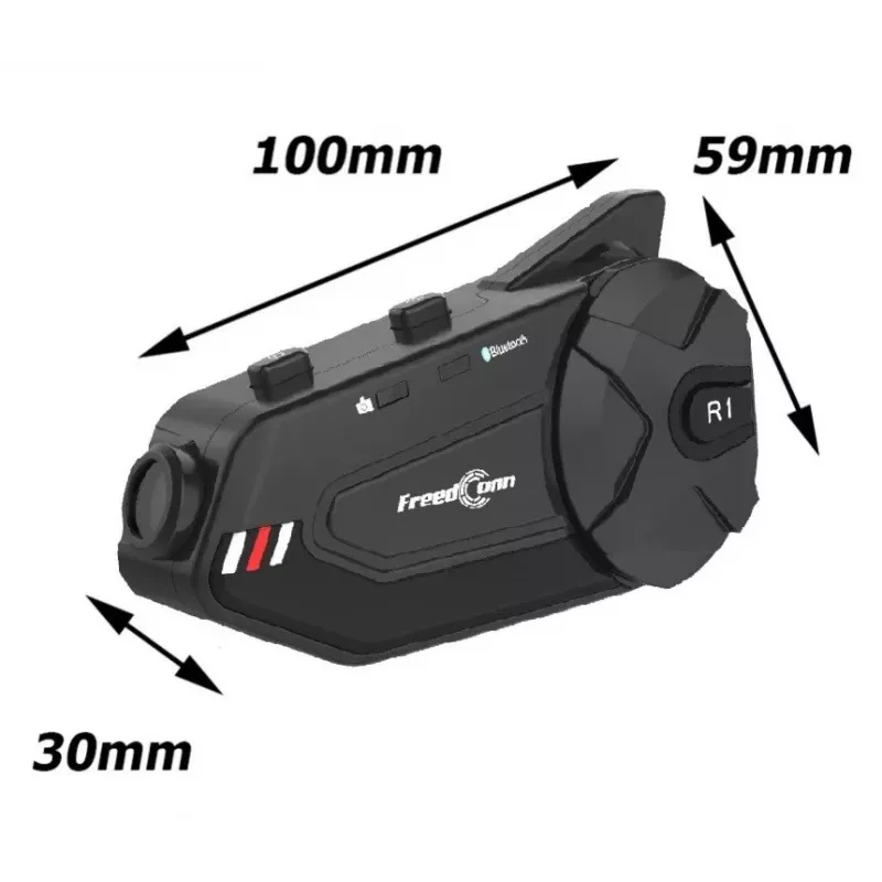 Headset FreedConn R1 PLUS E intercomunicador Bluetooth para moto, Bluetooth 5.0+EDR, alcance 1000 m, IP65, FM, vídeo 1080p, 30 h de conversación