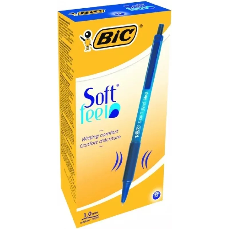 Bolígrafo BIC SOFTFEEL CLIC 0,32 mm, azul, caja 12 uds. 914346