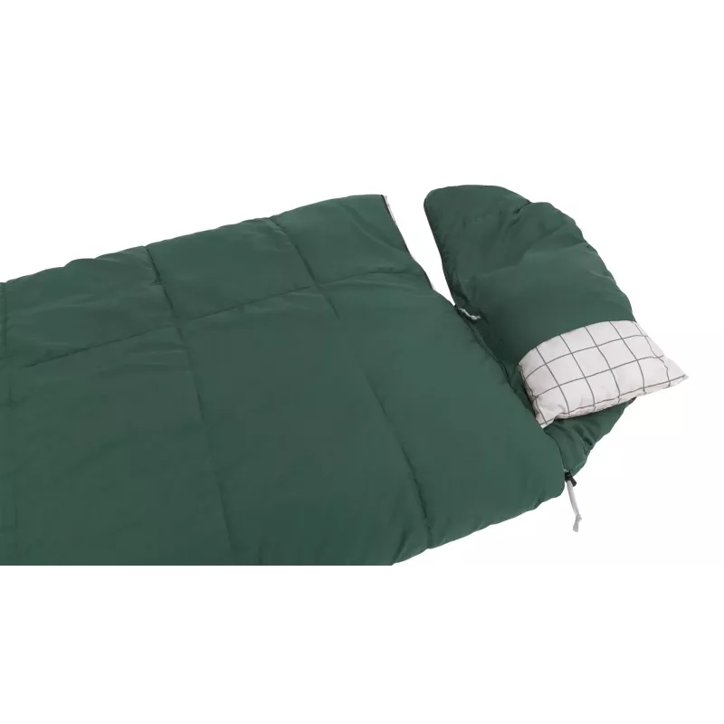 Saco de dormir Outwell Camper Prime semirrectangular 900×2350 mm, altura máxima del usuario 200 cm, algodón/poliéster, verde