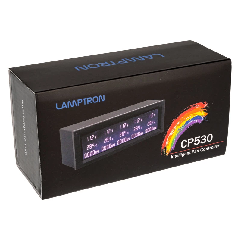 Controlador de ventiladores Lamptron CP530 — control automático de ventiladores con RGB, negro