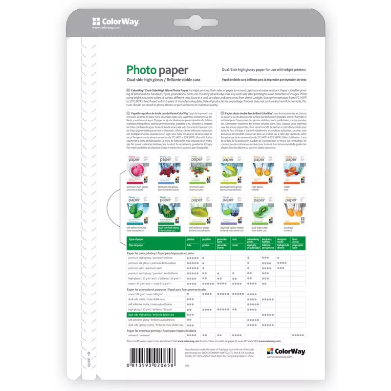 Papel fotográfico ColorWay PGD155050A4 155 g/m² A4 50 hojas