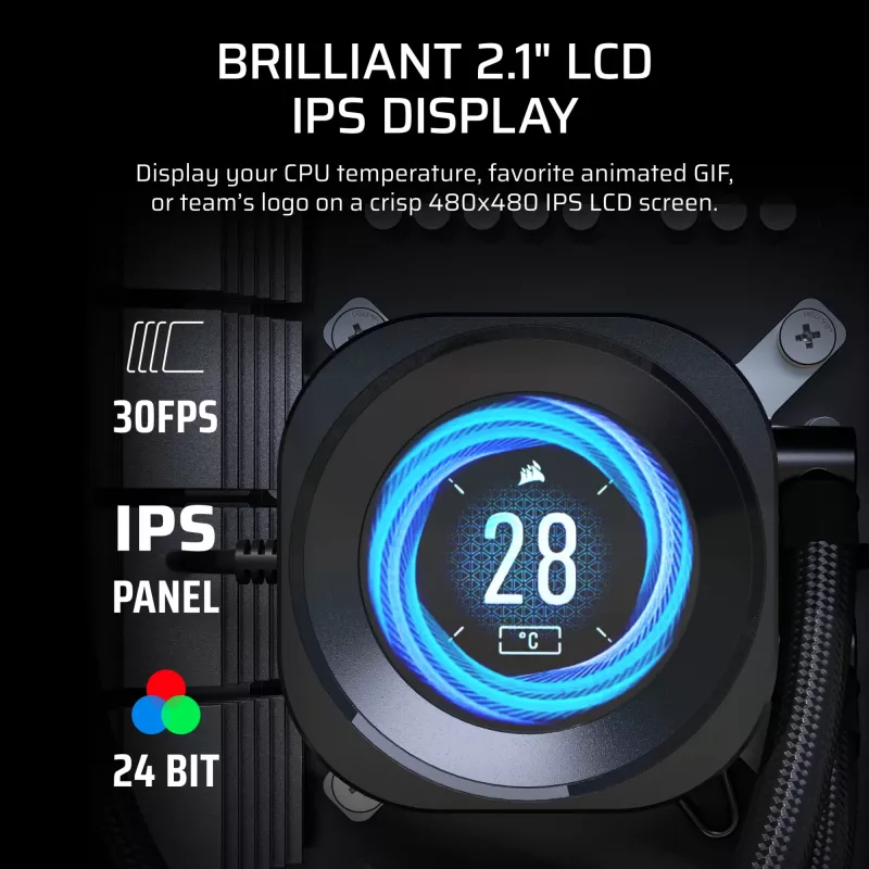 Refrigeración líquida todo en uno Corsair Nautilus 240 RS LCD 12 cm Negro