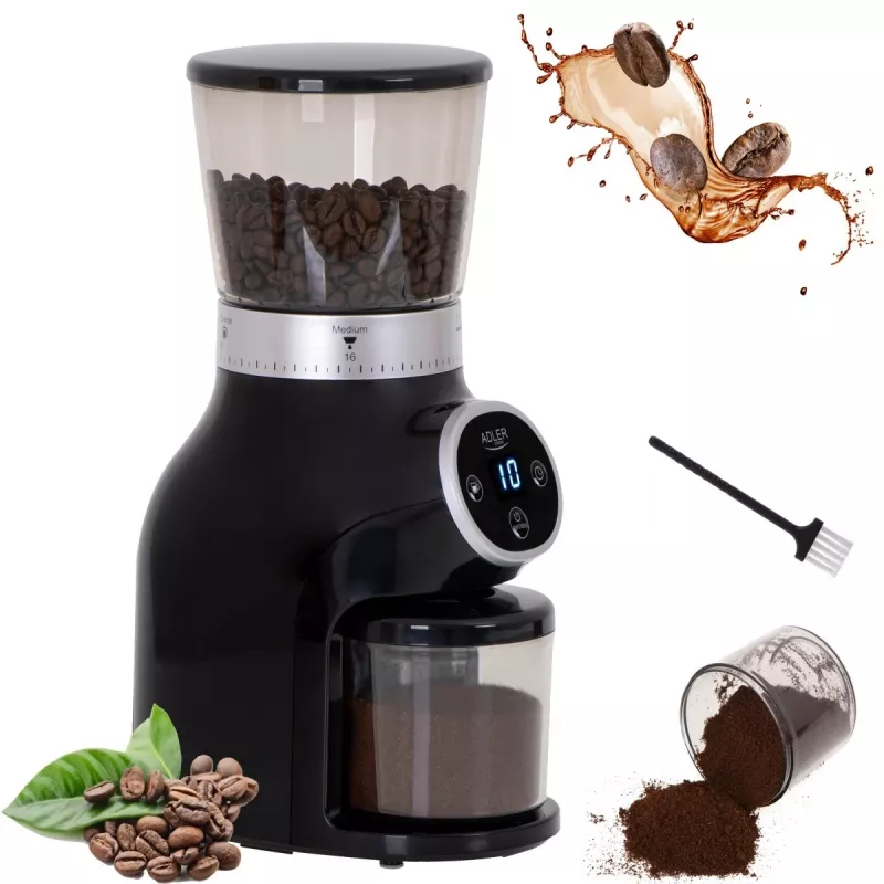 Molino de café profesional, muelas de acero, 31 ajustes de molienda, Café 90g/m, Adler, AD4450, 300, negro