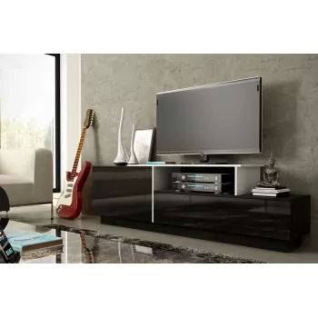 Mueble de TV Cama SIGMA 3 180 negro/negro brillante + blanco