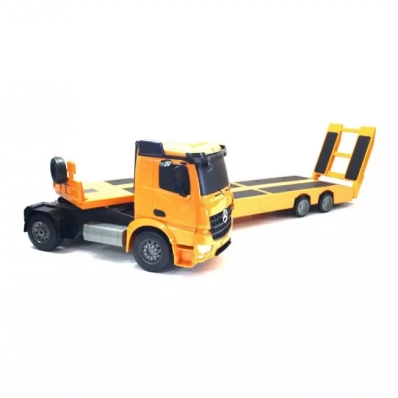 Double E escala 1/20 RC Mercedes-Benz Arocs con semirremolque de plataforma montado