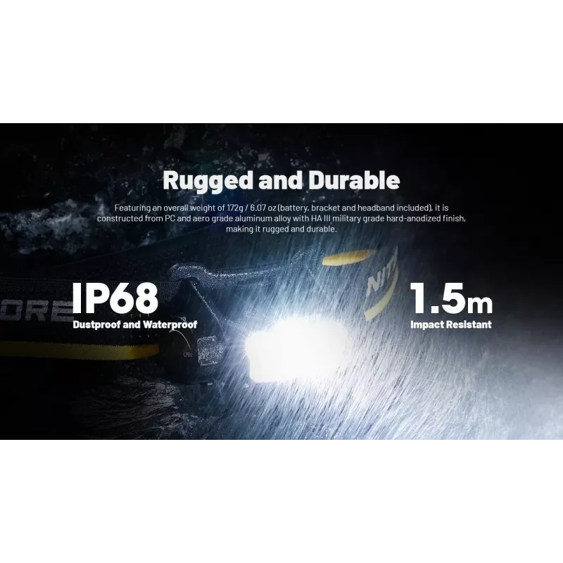 Nitecore HC70 UHE linterna frontal, 1600 lm, 6 LED, IP68, recargable por USB, aluminio, 172 g, negra